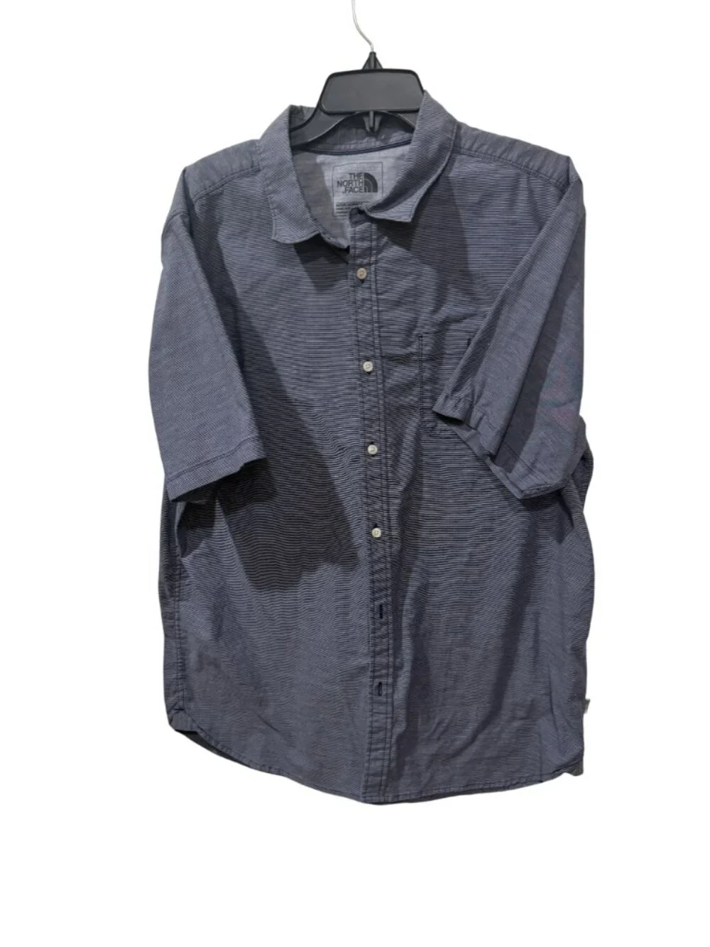 The North Face Mens XL Short Sleeve Button-Up Shirt In Blue